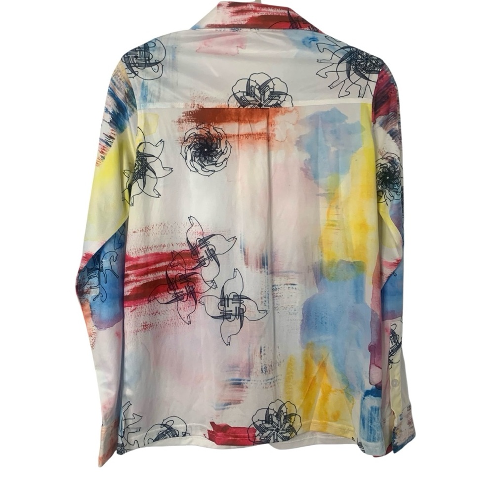 NEW Espoir Equestrian XS Watercolor Ladies’ Button Front Artsy Art to Wear Top - Picture 6 of 8